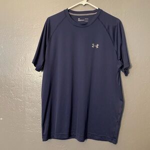 Under Armour AU Dark Blue Heatgear Short Sleeve Sport Jersey T Shirt Size‎ large